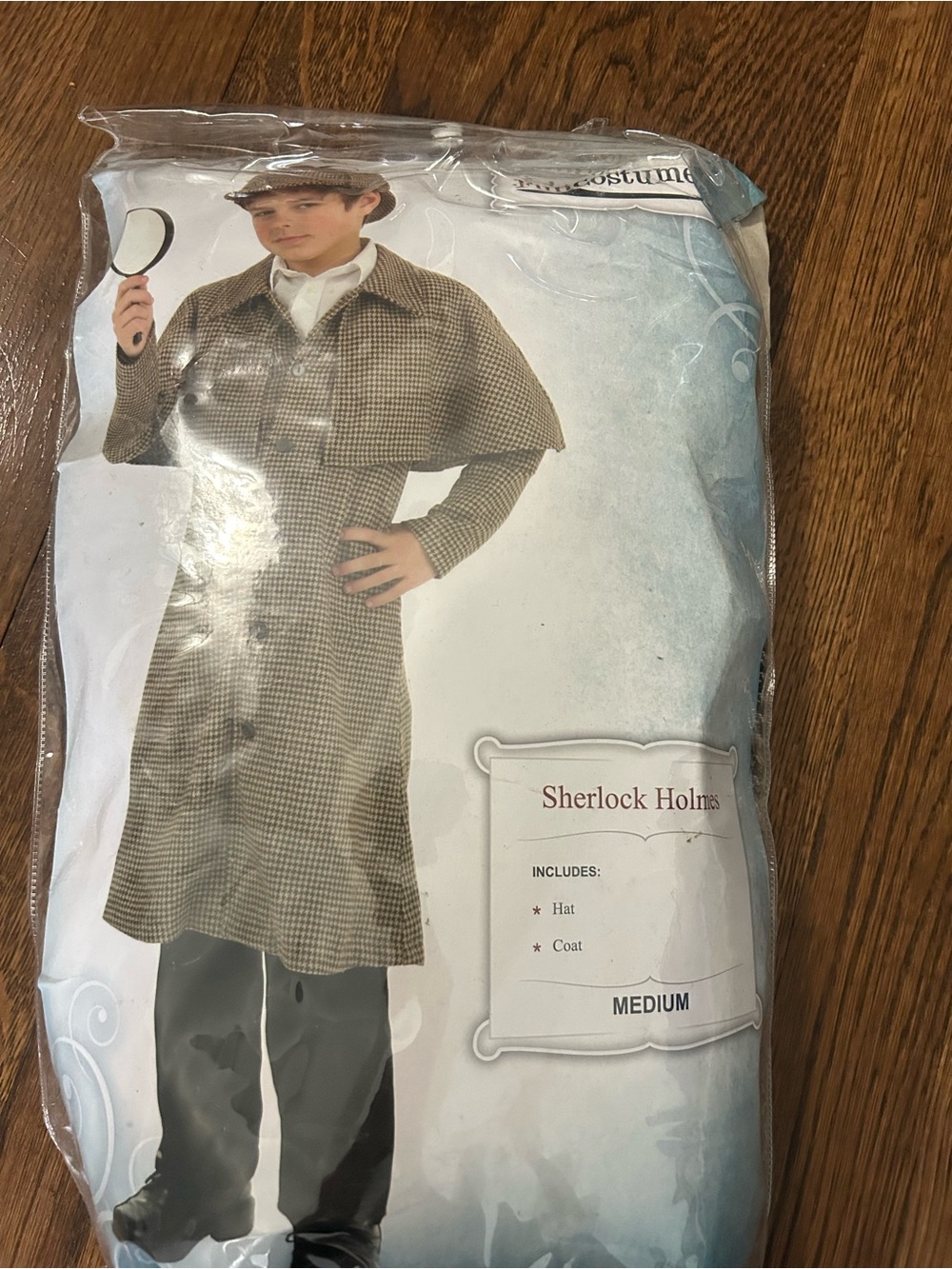 Sherlock Holmes kids Tan Houndstooth Coat Costume - Medium